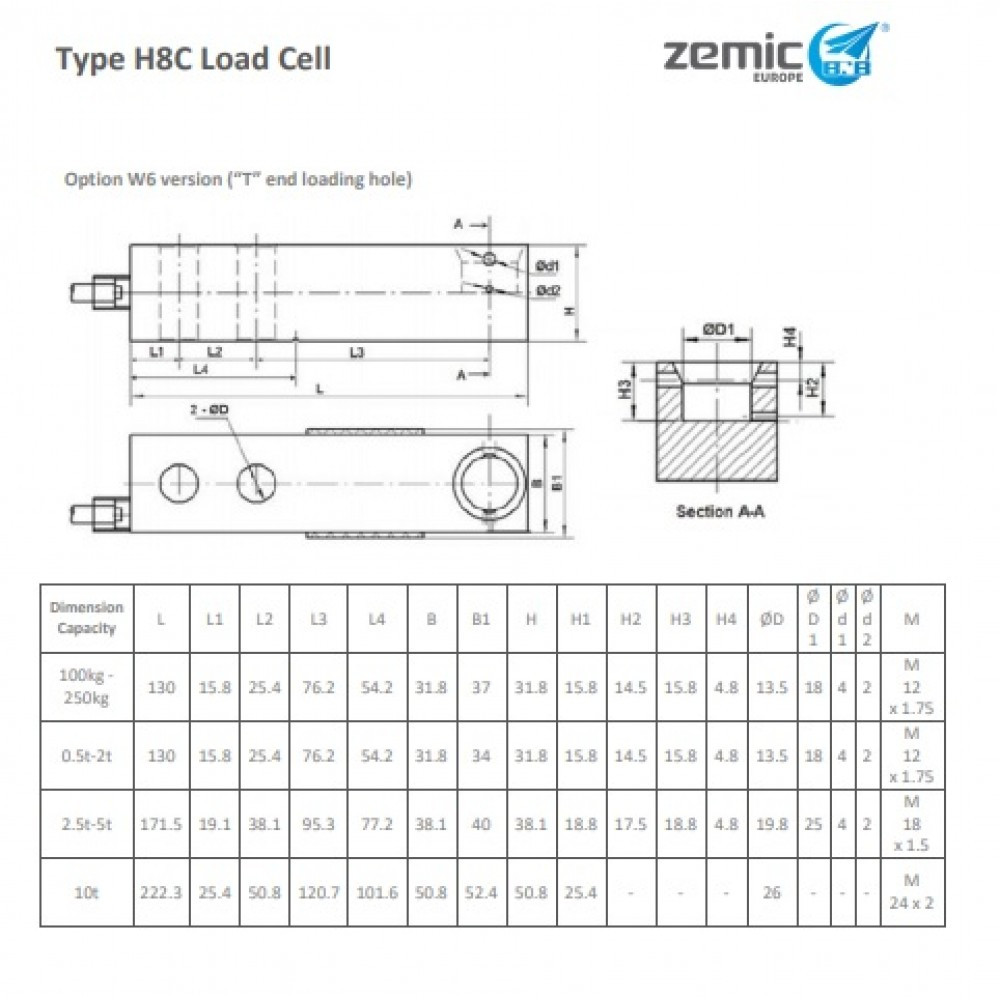 Тензодатчик ZEMIC H8C 1.5T