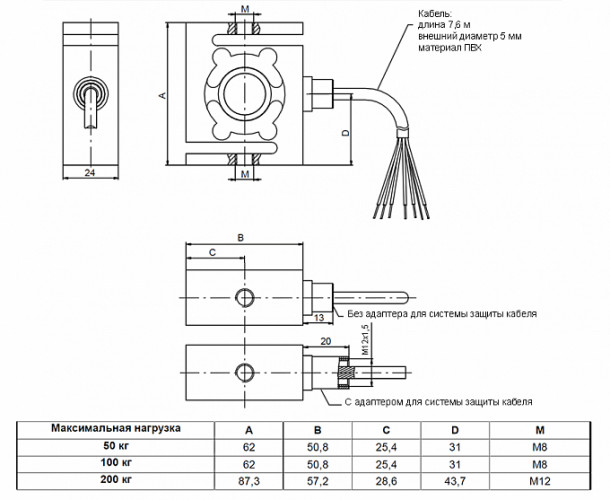 S-образный тензодатчик веса HBM RSCC 50KG